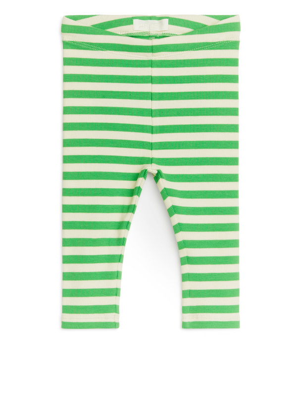 ARKET Ribbed Leggings White/green