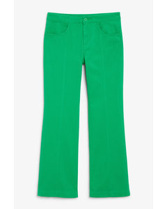 Green Low Waist Flared Trousers Green