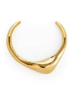 Skulpturalt Guldpläterat Halsband Guld
