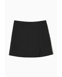 Quilted Wrap Mini Skirt Black