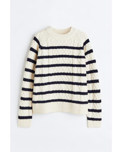Cable-knit Jumper Cream/striped