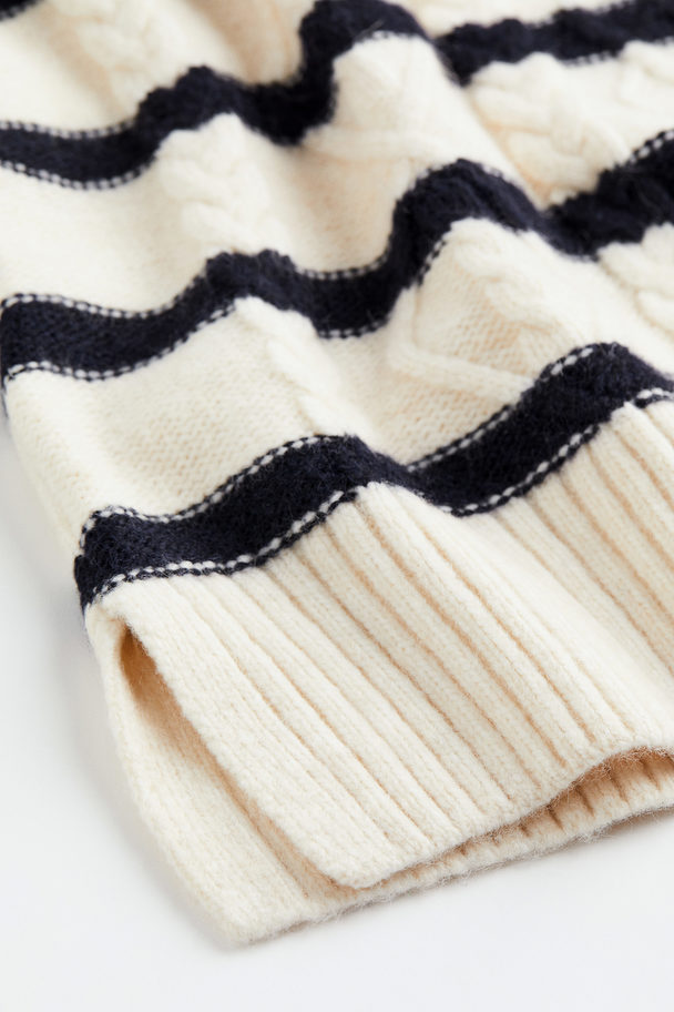 H&M Cable-knit Jumper Cream/striped