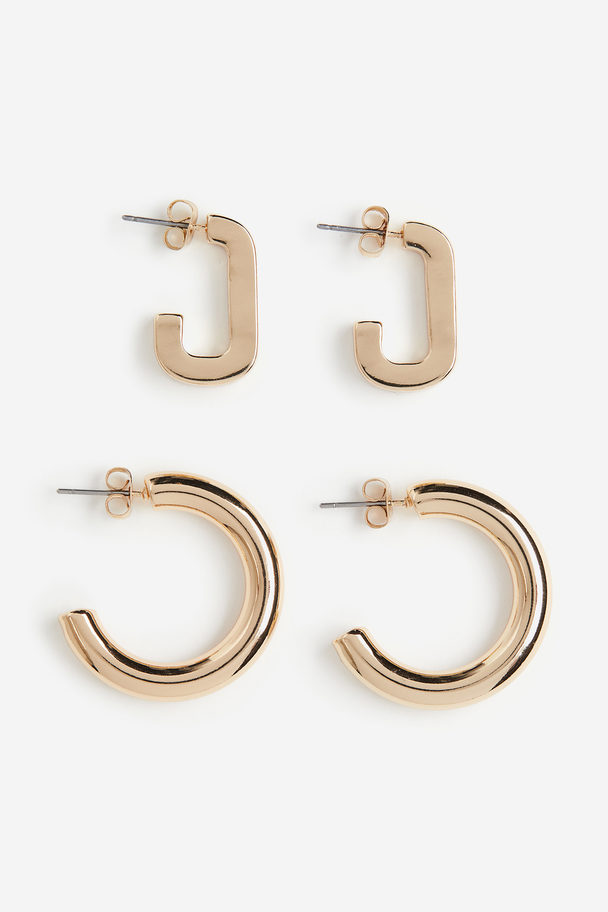 H&M 2 Pairs Hoop Earrings Gold-coloured