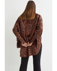 Wide Blouse Brown/jaguar-patterned