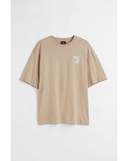 H&M Relaxed Fit T-shirt Beige/wolf