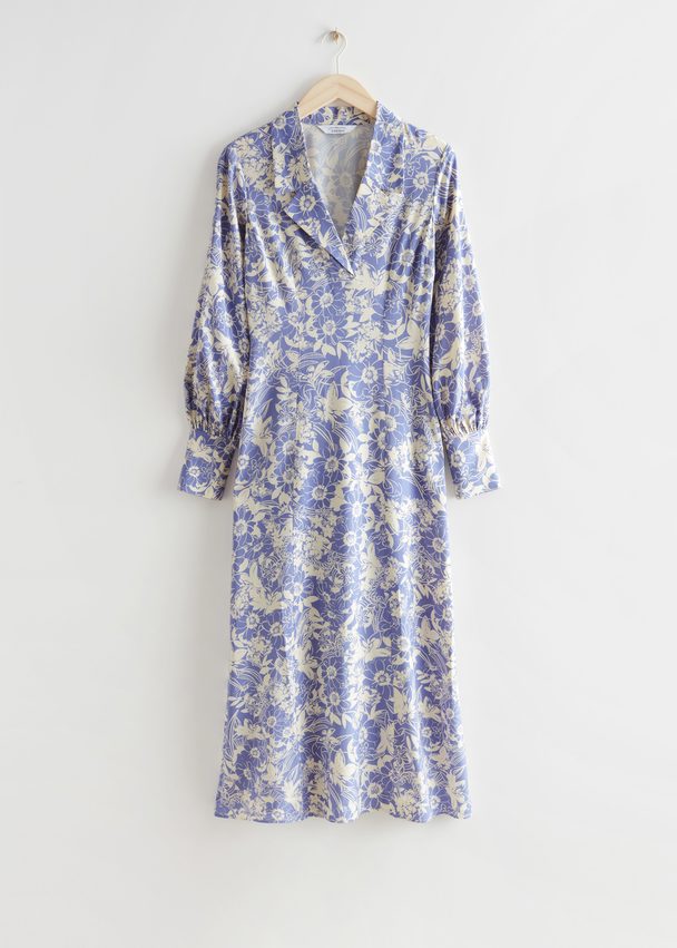 & Other Stories Printed Collared Midi Dress Lilac Florals