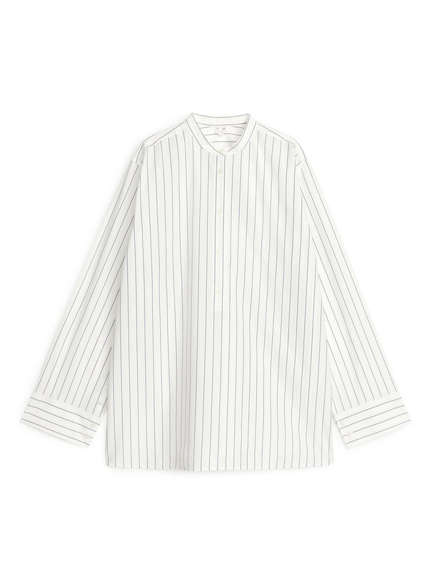 ARKET Buttoned-slit Pop-over Shirt Off White/blue