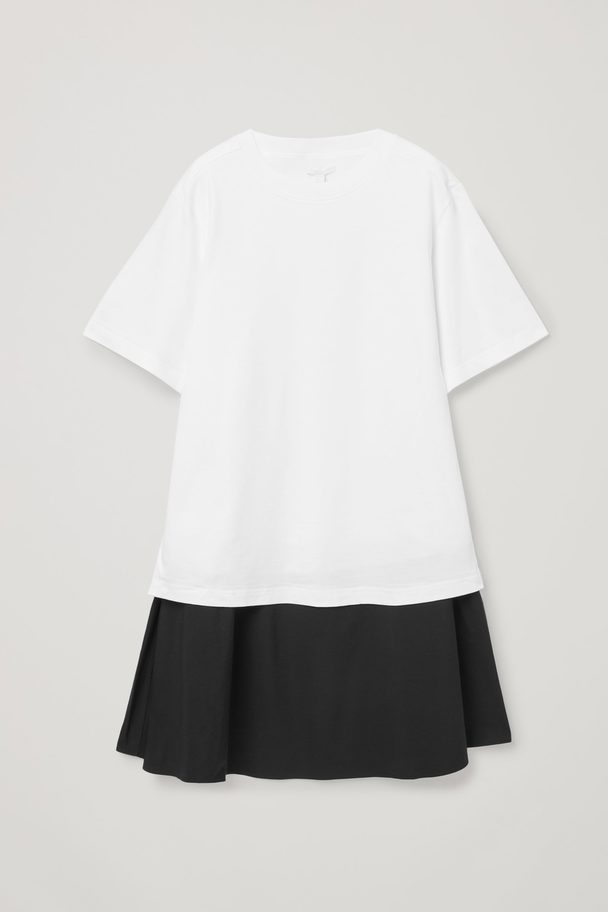 COS Tiered T-shirt Dress White / Black