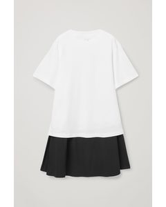 Tiered T-shirt Dress White / Black