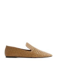 Woven Leather Loafers Mustard