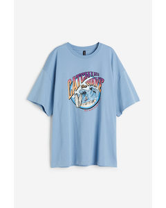 Oversized T-shirt Met Print Lichtblauw/surfers