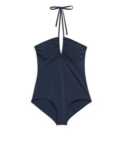 Matte Halterneck Swimsuit Dark Blue