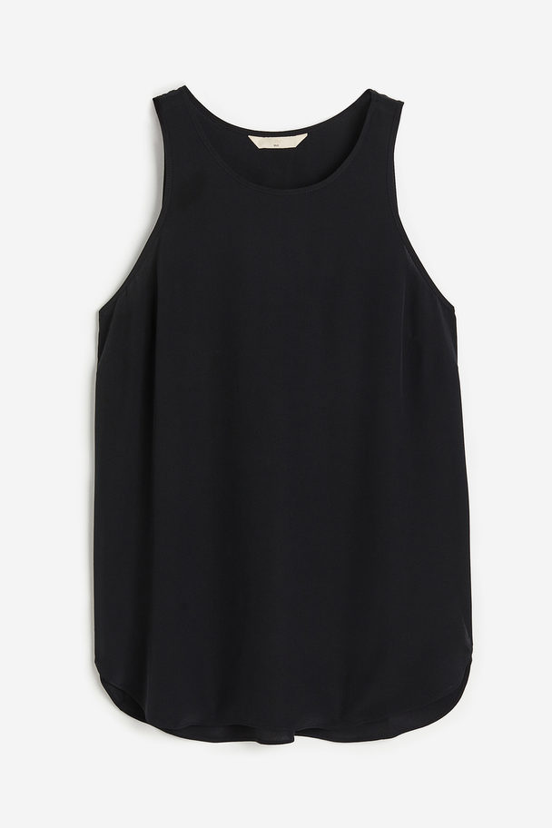 H&M Top aus Seiden-Crêpe Schwarz