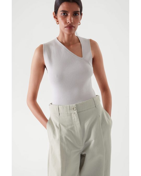 COS Pleated Tapered Trousers Dusty Light Green