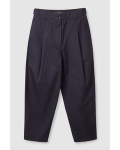 Pleated Tapered Trousers Dark Navy