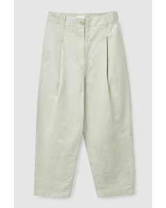 Pleated Tapered Trousers Dusty Light Green