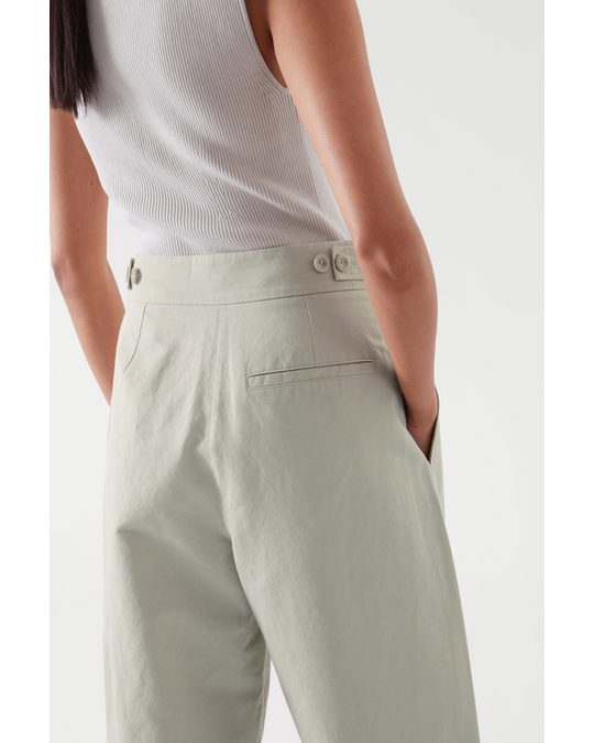 COS Pleated Tapered Trousers Dusty Light Green
