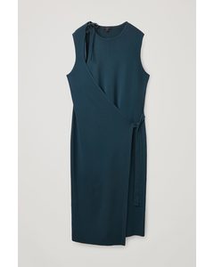 Sleeveless Wrap Dress Dark Turquoise