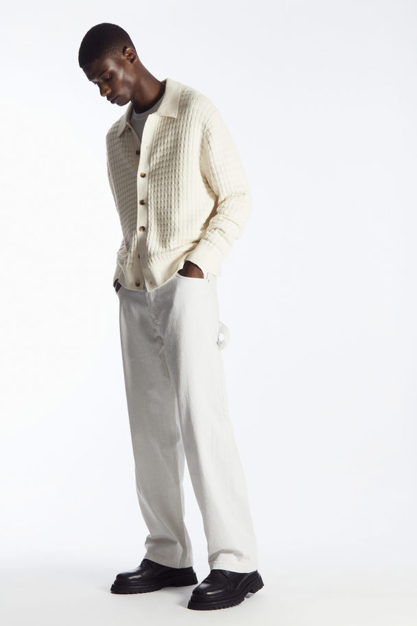 COS Textured Knitted Cardigan Cream