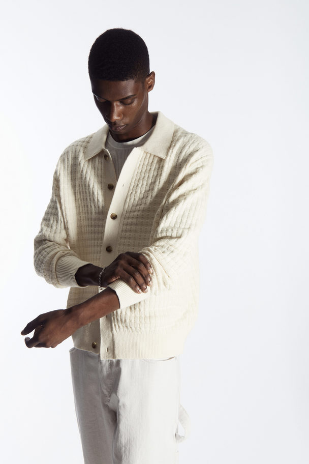 COS Textured Knitted Cardigan Cream