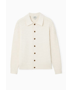 Textured Knitted Cardigan Cream