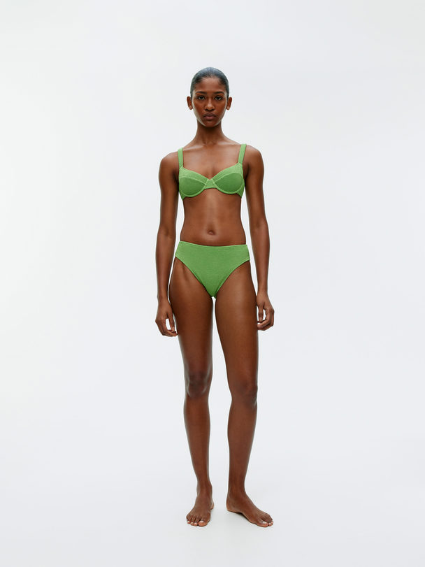 ARKET Crinkle Wired Bikini Top Green