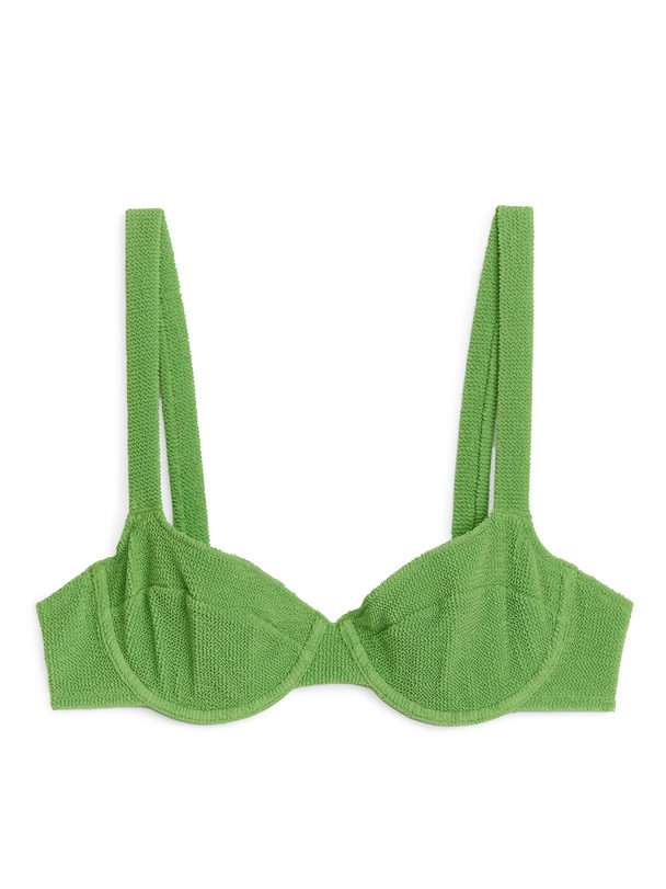 ARKET Crinkle Wired Bikini Top Green