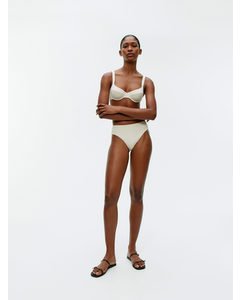 Crinkle Wired Bikini Top Off White