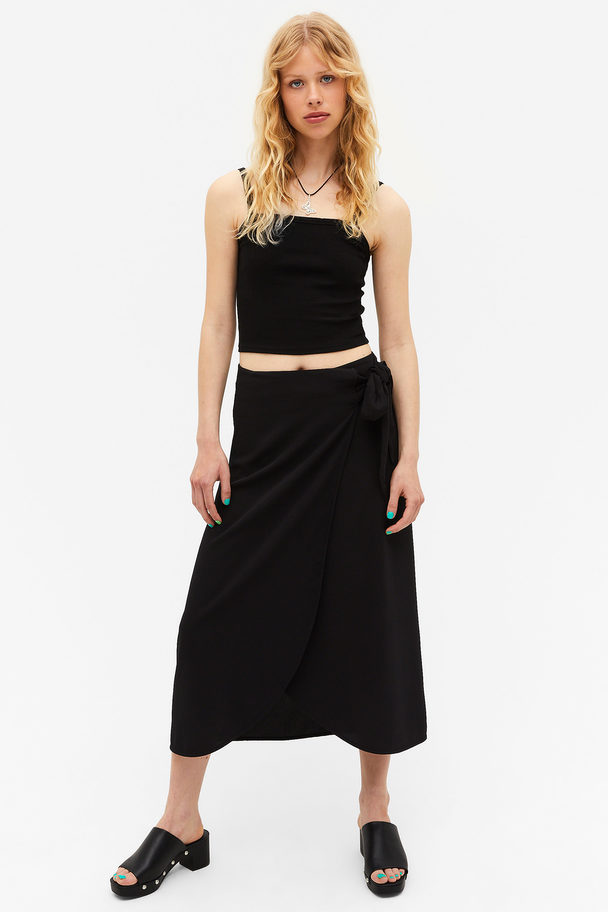 Monki Midi Wrap Skirt Black