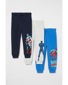 3-pack Printed Joggers Blue/marvel