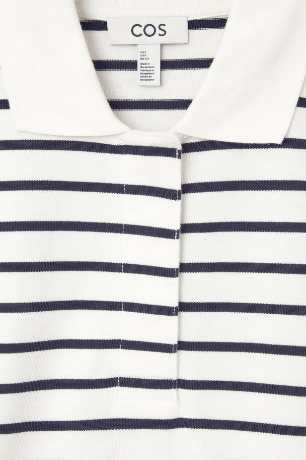 COS Long-sleeved Polo Shirt White / Navy