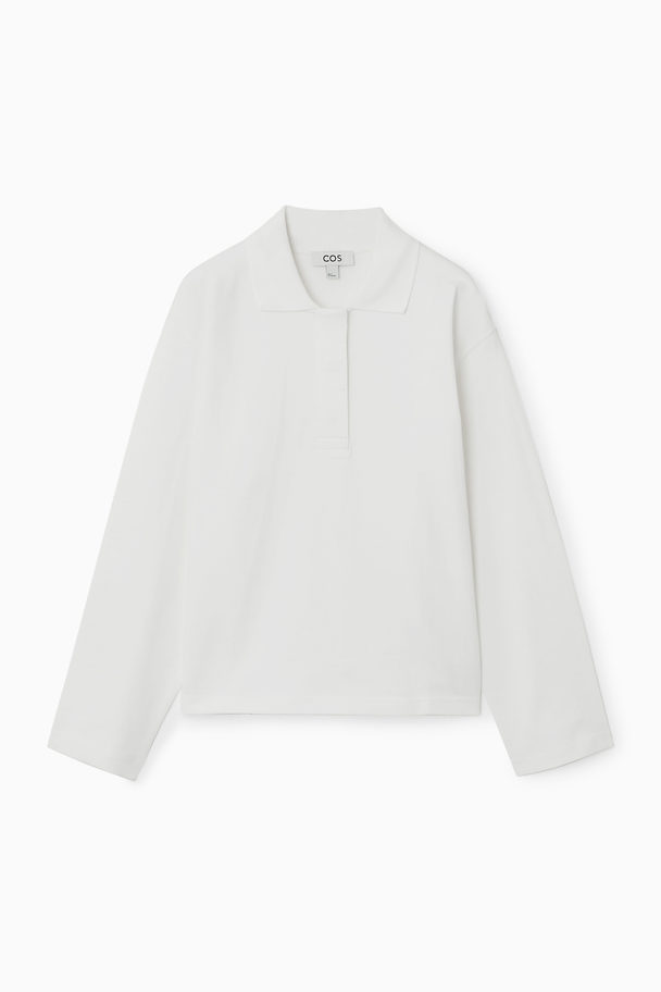 COS Long-sleeved Polo Shirt White