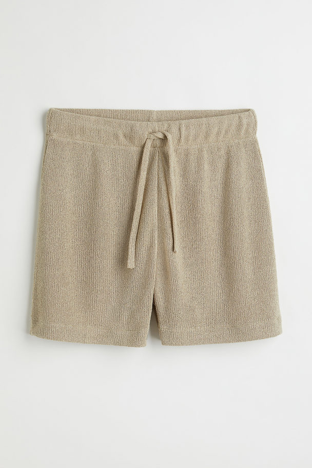 H&M Knitted Shorts Light Green-beige