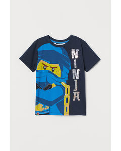 T-Shirt mit Pailletten Dunkelblau/Ninjago