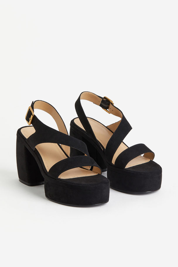 H&M Plateau-Sandalen mit Blockabsatz Schwarz