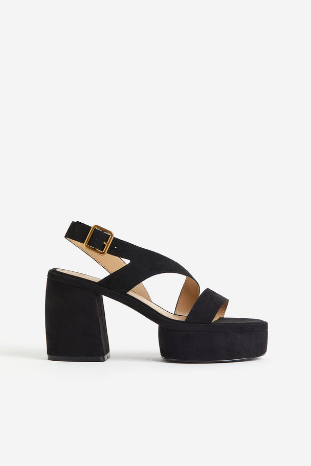 H&M Plateau-Sandalen mit Blockabsatz Schwarz