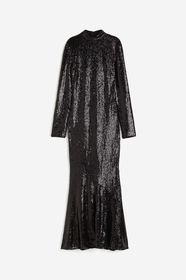 H&M Maxi-jurk Met Pailletten Zwart