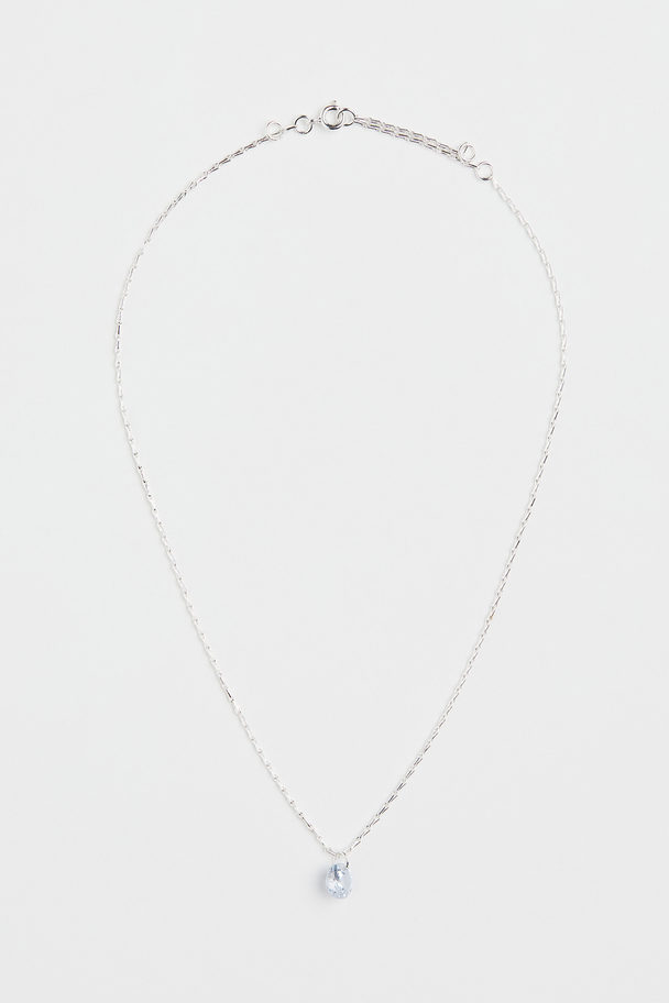 H&M Rhinestone-pendant Necklace Silver-coloured