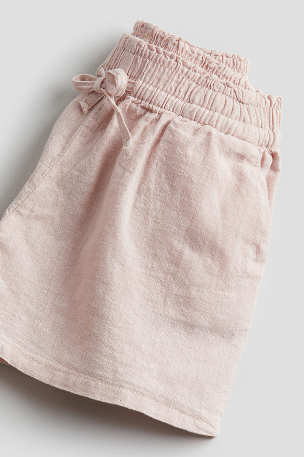 H&M Short Van Linnenmix Dusty Lichtroze