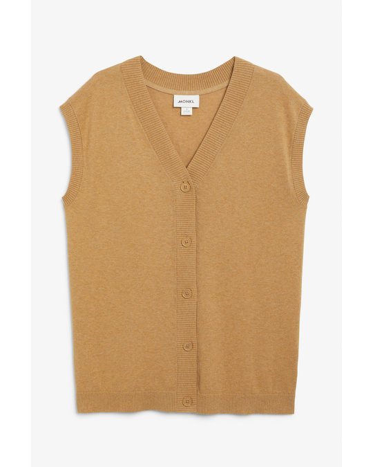 Monki Oversized Button-up Vest Tan