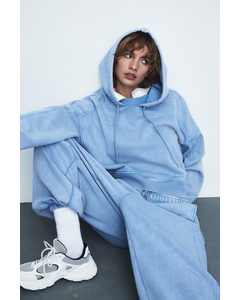 Oversized Washed-look Hoodie Light Blue/washed