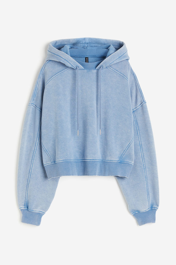 H&M Oversized Washed-look Hoodie Light Blue/washed
