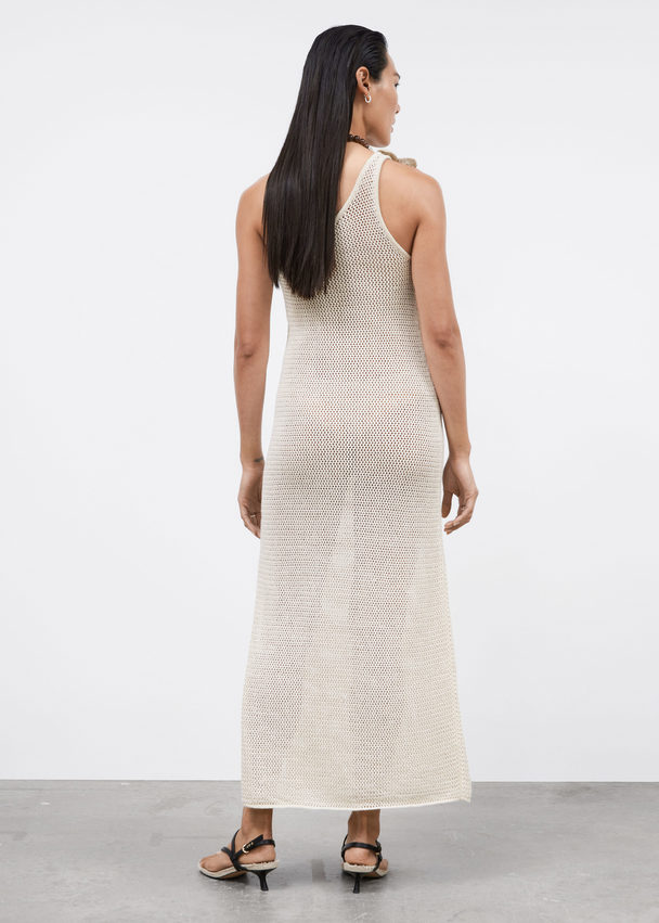 & Other Stories Crocheted One-shoulder Midi Dress Ivory