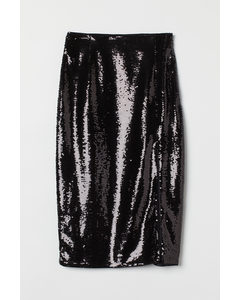 Sequined Pencil Skirt Black