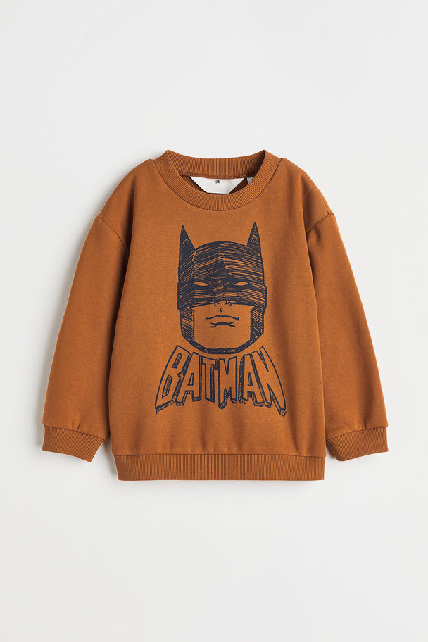 H&M Sweater Met Print Bruin/batman