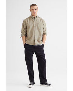 Relaxed Fit Linen-blend Joggers Black