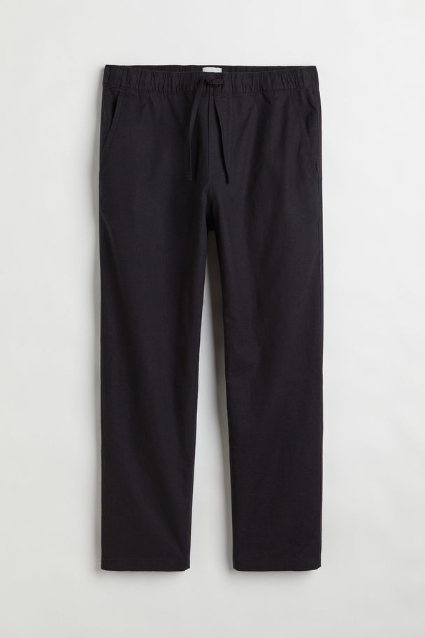 H&M Relaxed Fit Linen-blend Joggers Black
