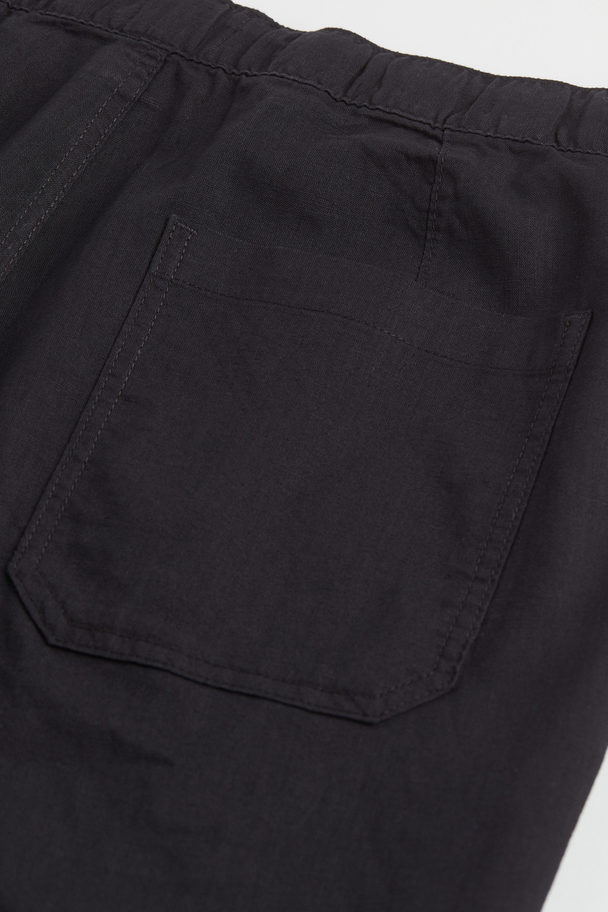 H&M Relaxed Fit Linen-blend Joggers Black