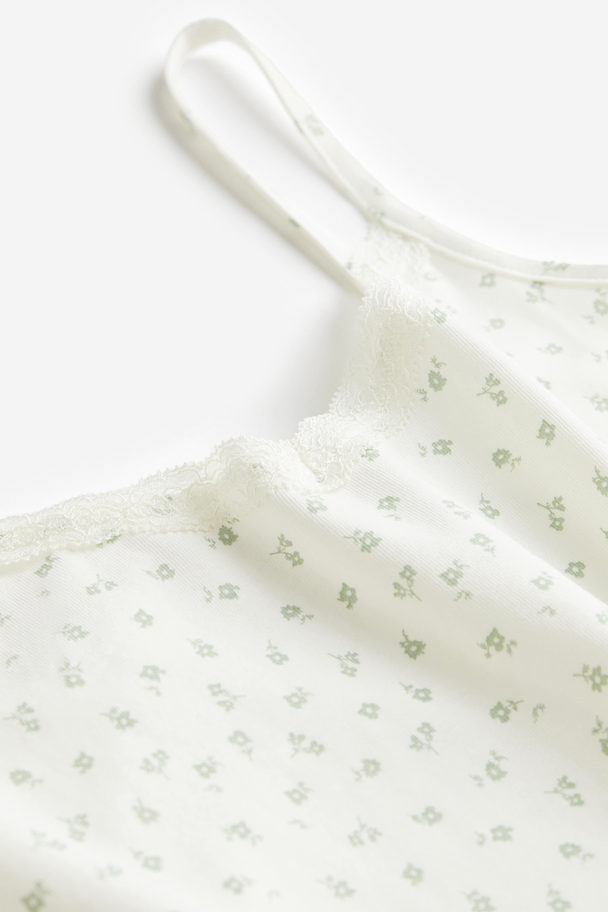 H&M Lace-detail Nightdress White/floral
