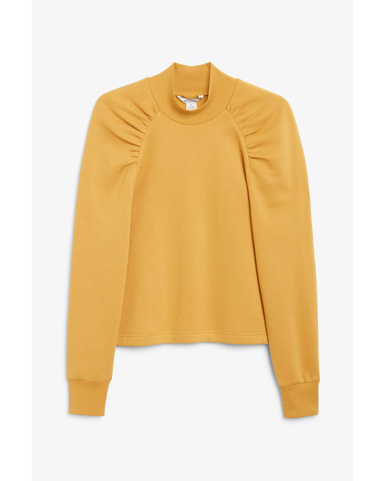 Monki Ruched Shoulder Sweatshirt Dark Yellow